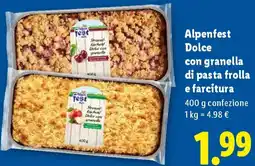 Lidl Alpenfest Dolce con granella di pasta frolla e farcitura offerta