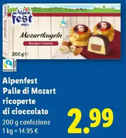 Lidl Alpenfest Palle di Mozart ricoperte di cioccolato offerta