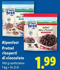 Lidl Alpenfest Pretzel ricoperti di cioccolato offerta
