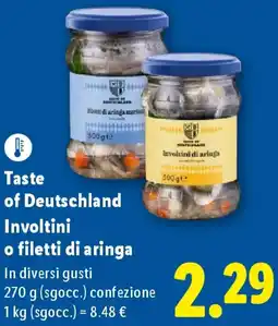 Lidl Taste of Deutschland Involtini o filetti di aringa offerta