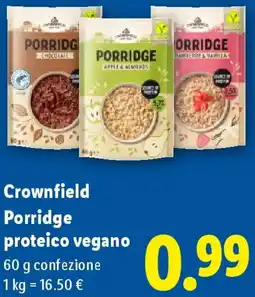 Lidl Crownfield Porridge proteico vegano offerta