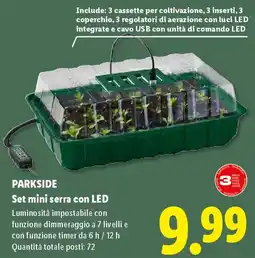 Lidl PARKSIDE Set mini serra con LED offerta