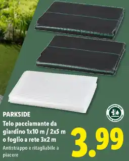 Lidl PARKSIDE Telo pacciamante da giardino 1x10 m / 2x5 m o foglio a rete 3x2 m offerta