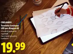 Lidl CRELANDO Tavoletta luminosa LED per disegno A3 offerta