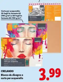 Lidl CRELANDO Blocco da disegno o carta per acquerello offerta