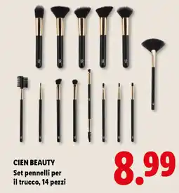 Lidl CIEN BEAUTY Set pennelli per il trucco, 14 pezzi offerta