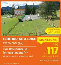 Lidl TRENTINO-ALTO ADIGE Park Hotel Sancelso - Formula roulette offerta