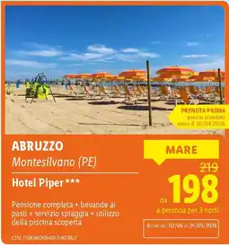 Lidl ABRUZZO Hotel Piper offerta