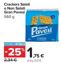 Carrefour Market Crackers Salati o Non Salati Gran Pavesi offerta