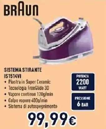 Unieuro BRAUN SISTEMA STIRANTE IS1514VI offerta