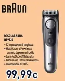 Unieuro BRAUN REGOLABARBA BT9520 offerta