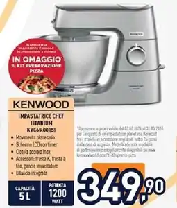 Unieuro KENWOOD IMPASTATRICE CHEF TITANIUM KVC65,0015! offerta