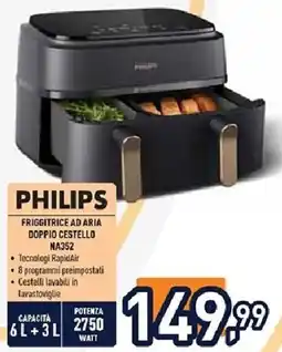 Unieuro PHILIPS FRIGGITRICE AD ARIA DOPPIO CESTELLO NA352 offerta