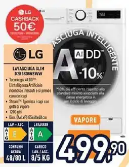 Unieuro LG LAVASCIUGA SLIM D2R3508NSWW offerta