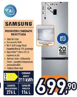 Unieuro SAMSUNG FRIGORIFERO COMBINATO RB38C774DSA offerta