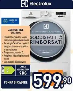 Unieuro Electrolux ASCIUGATRICE EW6H19G offerta