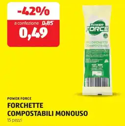 ALDI Power force forchette compostabili monouso offerta