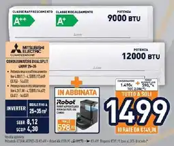 Unieuro Mitsubishi electric condizionatore dualsplit 400W 25+35 offerta