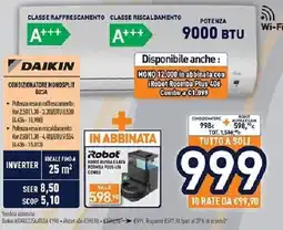 Unieuro DAIKIN CONDIZIONATORE MONOSPLIT D25A offerta