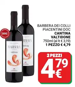 Supermercati Gulliver Barbera dei colli piacentini doc CANTINA VALTIDONE offerta