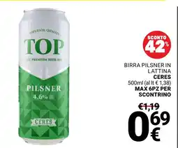 Supermercati Gulliver Birra pilsner in lattina CERES offerta