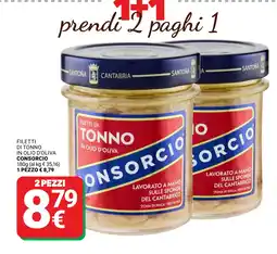 Supermercati Gulliver Filetti di tonno in olio d'oliva CONSORCIO offerta