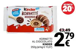 Supermercati Gulliver Kornetti al cioccolato KINDER offerta