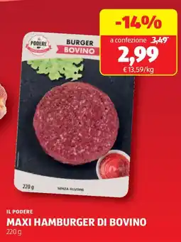 ALDI Il podere maxi hamburger di bovino offerta