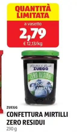 ALDI Zuegg confettura mirtilli zero residui offerta