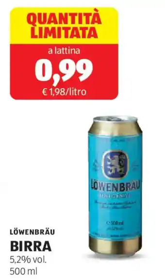 ALDI Löwenbräu birra offerta
