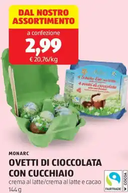 ALDI Monarc ovetti di cioccolata con cucchiaio offerta