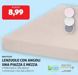 ALDI Novitesse lenzuolo con angoli una piazza e mezza offerta