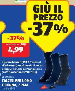 ALDI Up 2 fashion calzini per uomo e donna, 7 paia offerta