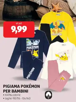 ALDI Pigiama pokémon per bambini offerta