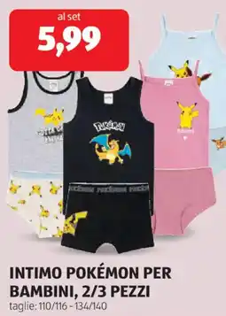 ALDI Intimo pokémon per bambini, 2/3 pezzi offerta