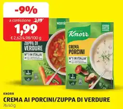 ALDI Knorr crema ai porcini/zuppa di verdure offerta