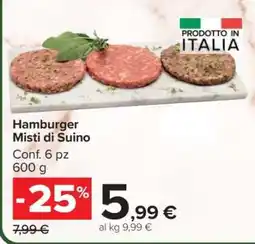 Carrefour Hamburger Misti di Suino offerta