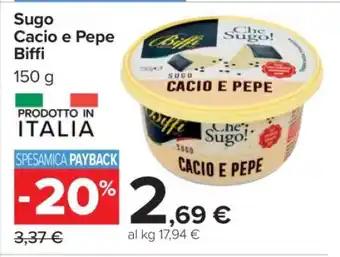 Carrefour Sugo Cacio e Pepe Biffi offerta