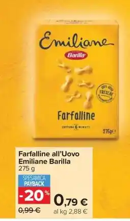 Carrefour Farfalline all’uovo Emiliane Barilla offerta