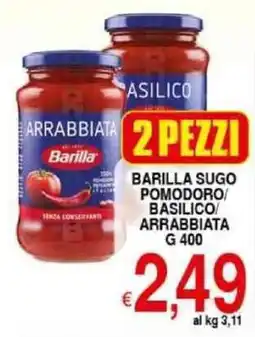 Iper Triscount Barilla sugo pomodoro/ basilico arrabbiata offerta