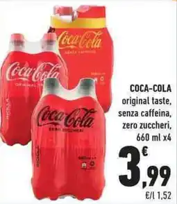 Conad City COCA-COLA original taste, senza caffeina, zero zuccheri offerta