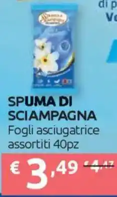 Ipersoap SPUMA DI SCIAMPAGNA Fogli asciugatrice offerta