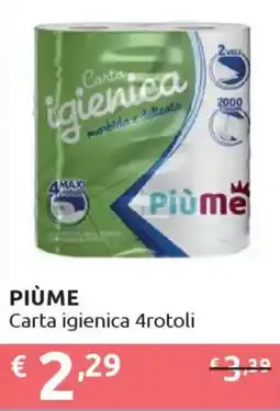 Ipersoap PIÙME Carta igienica 4 rotoli offerta