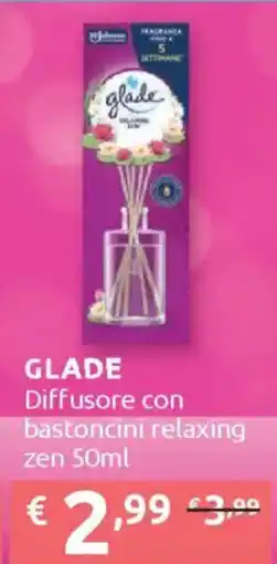 Ipersoap GLADE Diffusore con bastoncini relaxing zen offerta