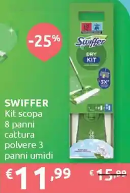 Ipersoap SWIFFER Kit scopa 8 panni cattura polvere 3 panni umidi offerta