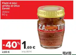 Carrefour Filetti di Alici all’Olio di Oliva Zarotti offerta