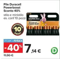 Carrefour Pile Duracell Powerboost offerta