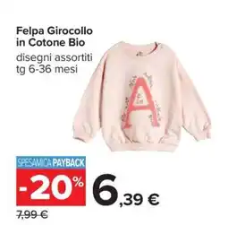 Carrefour Felpa Girocollo in Cotone Bio offerta