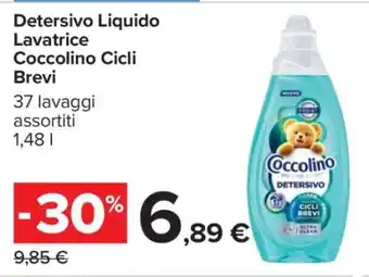 Carrefour Detersivo Liquido Lavatrice Coccolino Cicli Brevi offerta