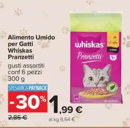 Carrefour Alimento Umido per Gatti Whiskas Pranzetti offerta